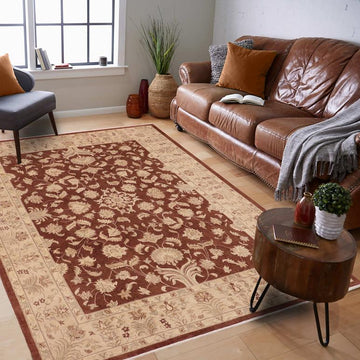 handmade Traditional Kafkaz Chobi Ziegler Brown Tan Hand Knotted RECTANGLE 100% WOOL area rug 10 x 14